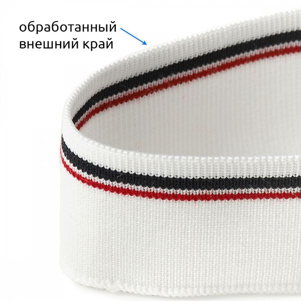 Подвяз (довяз) трикотажный 3.5х80 см, белый с т.синей и бордовой полосами, 100% п/э, 5 штук