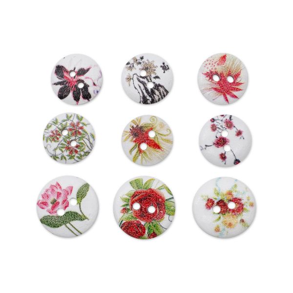 Украшения декоративные пуговицы деревянные Цветы №4, 15-18 мм, 100 шт