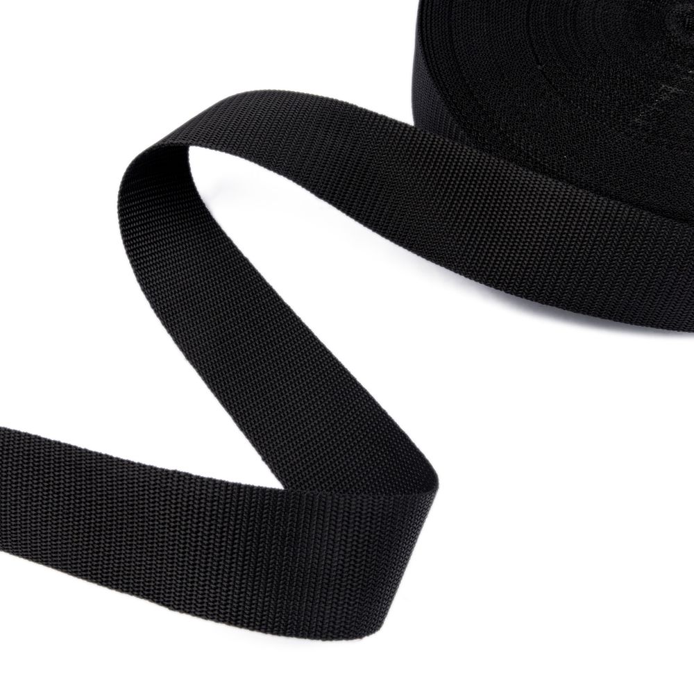 Стропа (ременная лента) 50 мм / 30 метров, толщ. 1.1 мм, [28 г/пог.м], 100% п/п, 0 черный, Gamma 3077