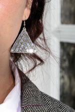 Набор для вышивания бисером Klart, Серьги треугольные. Серебряный орнамент, 4х3.5 см