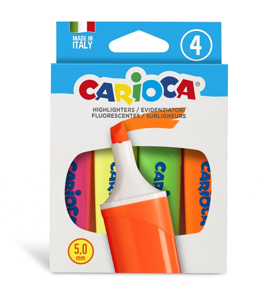 Набор текстовыделителей Memolight 5 мм, 4 цв. перо скошенное, Carioca 42870