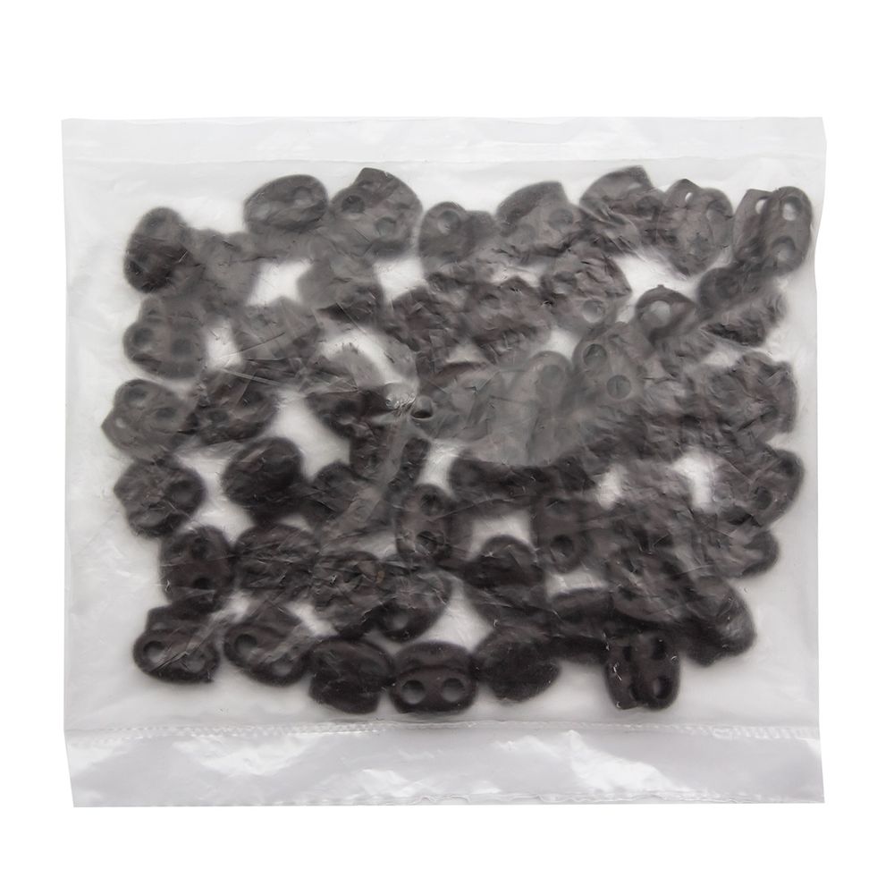 Фиксатор (зажим) для шнура пластик 2 отв., ⌀4.0 мм, 14х17 мм, овал малый ПП, коричневый, 100 шт