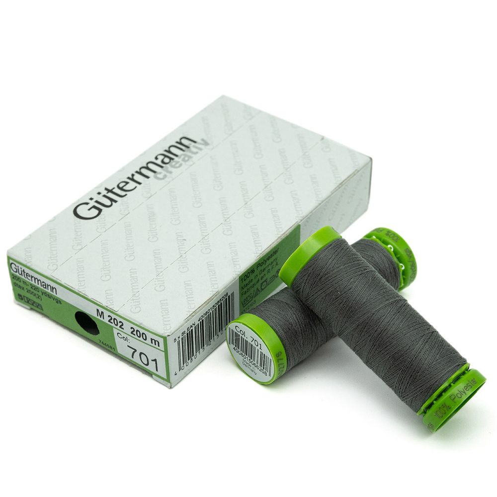Нитки для тонких тканей Gutermann Extra Fine 150, 200м, 701 перламутрово-грифельный, 5 катушек