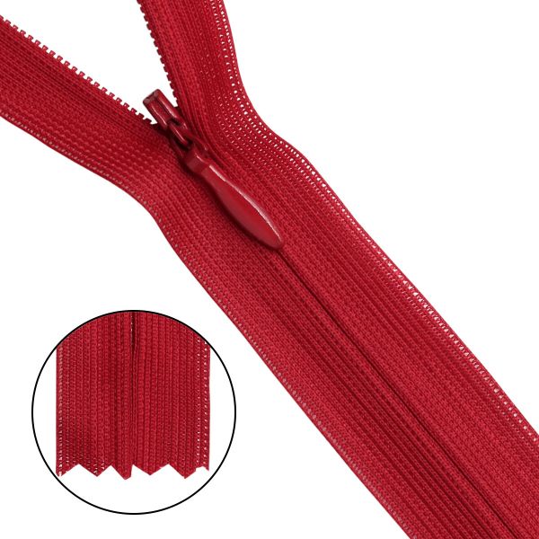 Молния потайная (скрытая) Т3 (3 мм) 1 зам., н/раз., 50 см, алый, 31280 / 50, 10 шт