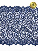 Кружево эластичное (стрейч) L1351 180мм цв.006 т.синий, 140м, Kruzhevo