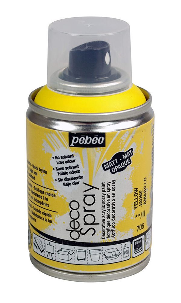 Краска на водной основе аэрозольная decoSpray 100 мл, 093705 желтый, Pebeo