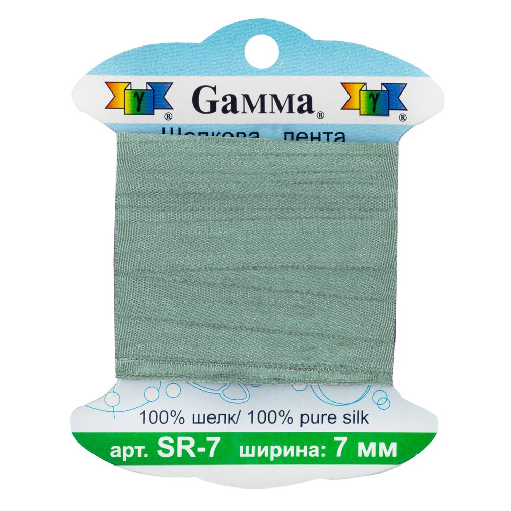 Лента (тесьма) шелковая 7.0 мм / 9.1±0.5 метров, 170/1 бл. бирюзовый, Gamma SR-7