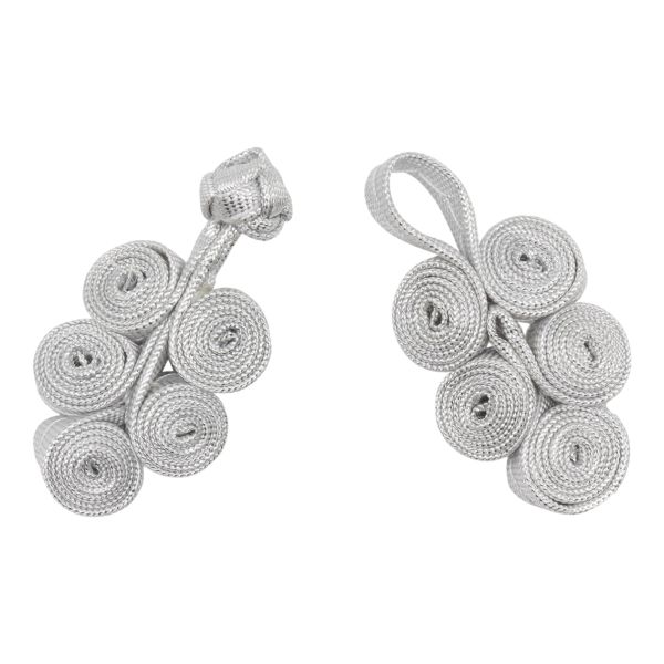 Сутажная застежка, 8 см (серебро), NO.2, 5 шт