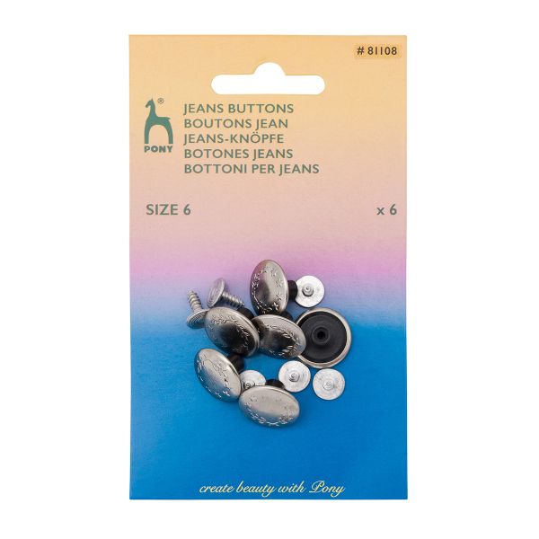 Пуговицы джинсовые ⌀17 мм, Лавровый венок, материал верха: сталь, т.никель, 6 шт, Pony, 81108