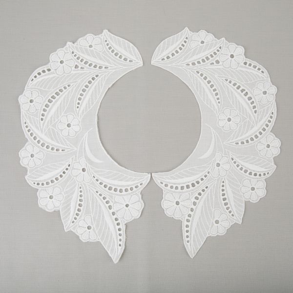 Пришивной кружевной воротник шитьё 120 мм, 5 пар Турция, натуральный, Gamma VYEM-28-01