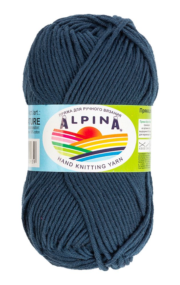 Пряжа Alpina Nature / уп.10 мот. по 50г, 105м, 006 т.джинсовый