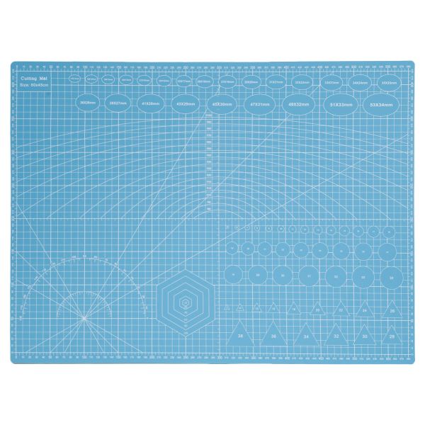 Коврик (мат) для резки раскройный, 3-слойный, 60х45см А2, цв.синий, MTW007-2