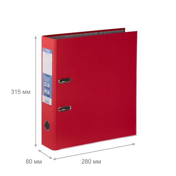 Регистратор PVC, мет.уг. 80 мм, 50 шт, Premier A4 арочный механ. (разб.), красный EC10312245, Expert Complete