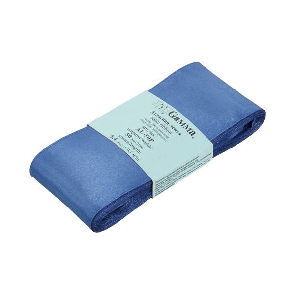 Лента атласная 1-сторонняя 50.0 мм / 5 шт по 5.4 метра, №136 св.синий, Gamma AL-50P