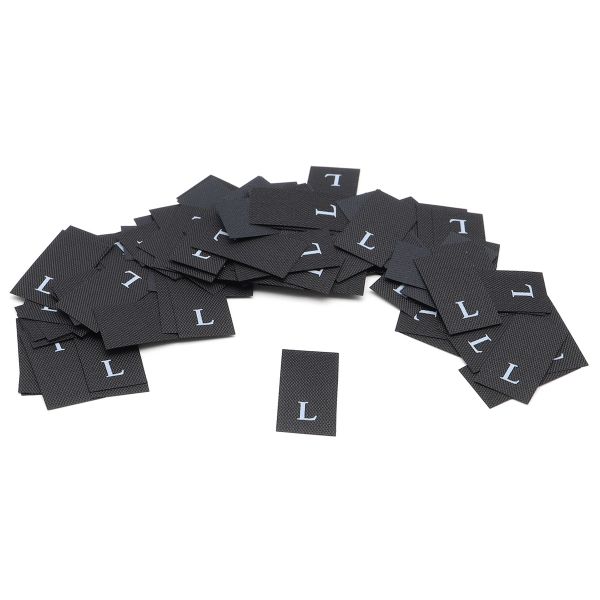 Этикетка-размерник 10х20мм, 100 шт/упак, черный фон/белый шрифт (MN) (L)