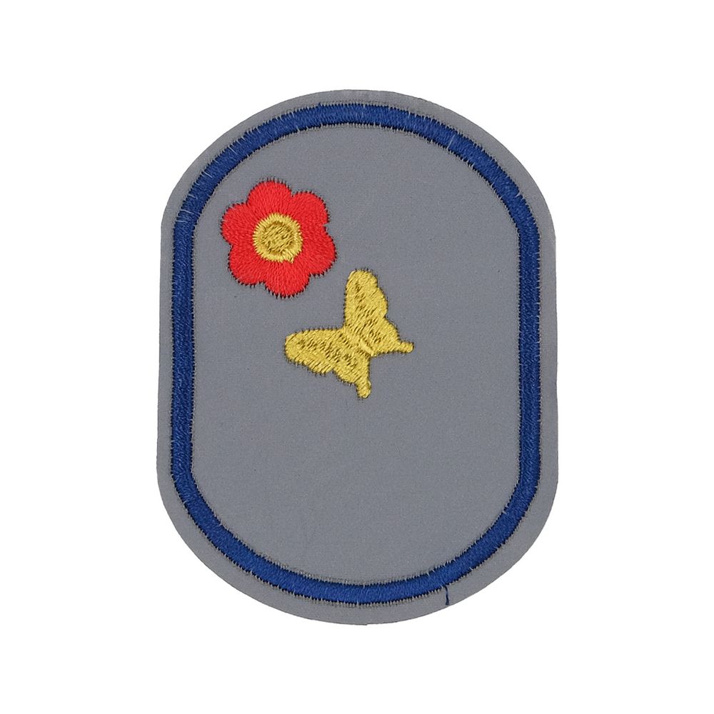 Термоаппликация светоотражающая Цветок и бабочка, 79х58 мм, цветной, LA451, 2 шт