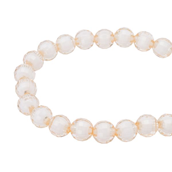 Бусины акрил ⌀10 мм, 500 г, цвет. с белой сердц., круглые часто гран., 35 бежевый, Astra&Craft LY-163