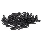 Крючки шторные для карниза 26.5 мм, улитка усиленные, пластик, черный, 100 шт/упак