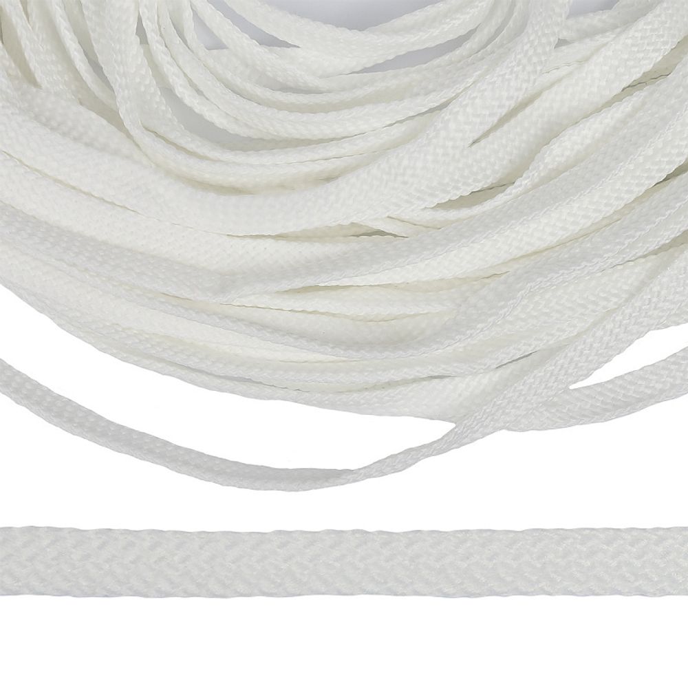 Шнур полиэфир плоский 12.0 мм / 100 метров, турецкое плетение белый