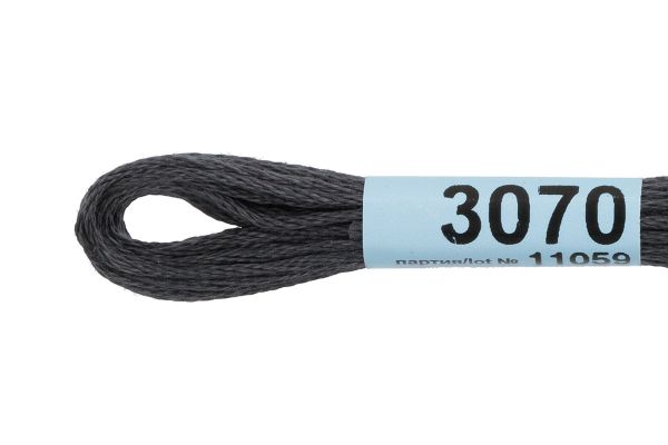 Мулине Gamma 100% хлопок, цв.3070 т.серый, 24 мотка по 8 метров