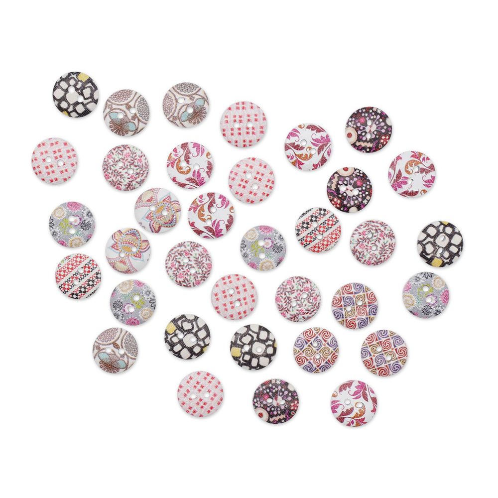 Украшения декоративные пуговицы деревянные Орнаменты №2, 15 мм, 100 шт