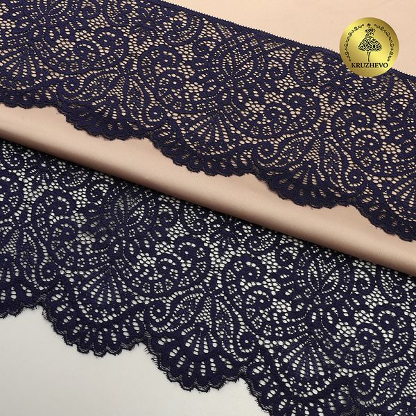 Кружево эластичное (стрейч) 110 мм, 40992PP цв.L061 т.синий, 3 метра, Kruzhevo