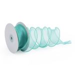Лента декоративная с волнистым краем 38.0 мм / 18.29±1 метров, 100% органза, (19 мятный)