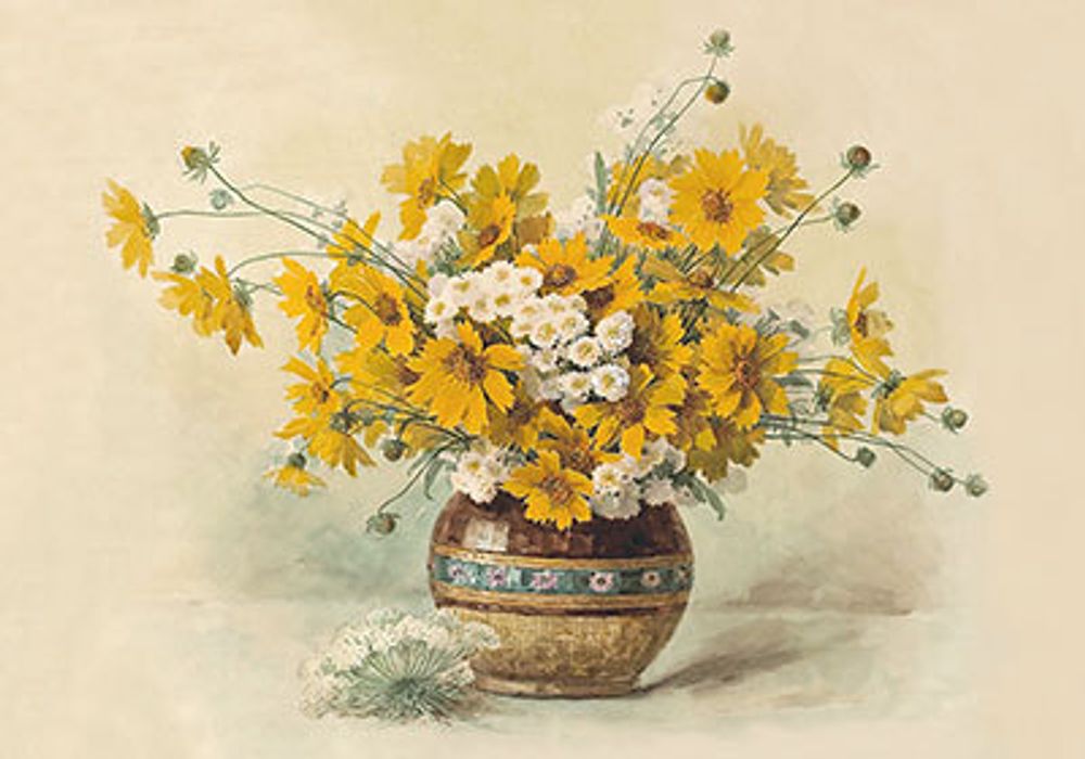 Рисунок для вышивания лентами Gamma (канва), 30х39 см, Цветы в вазе