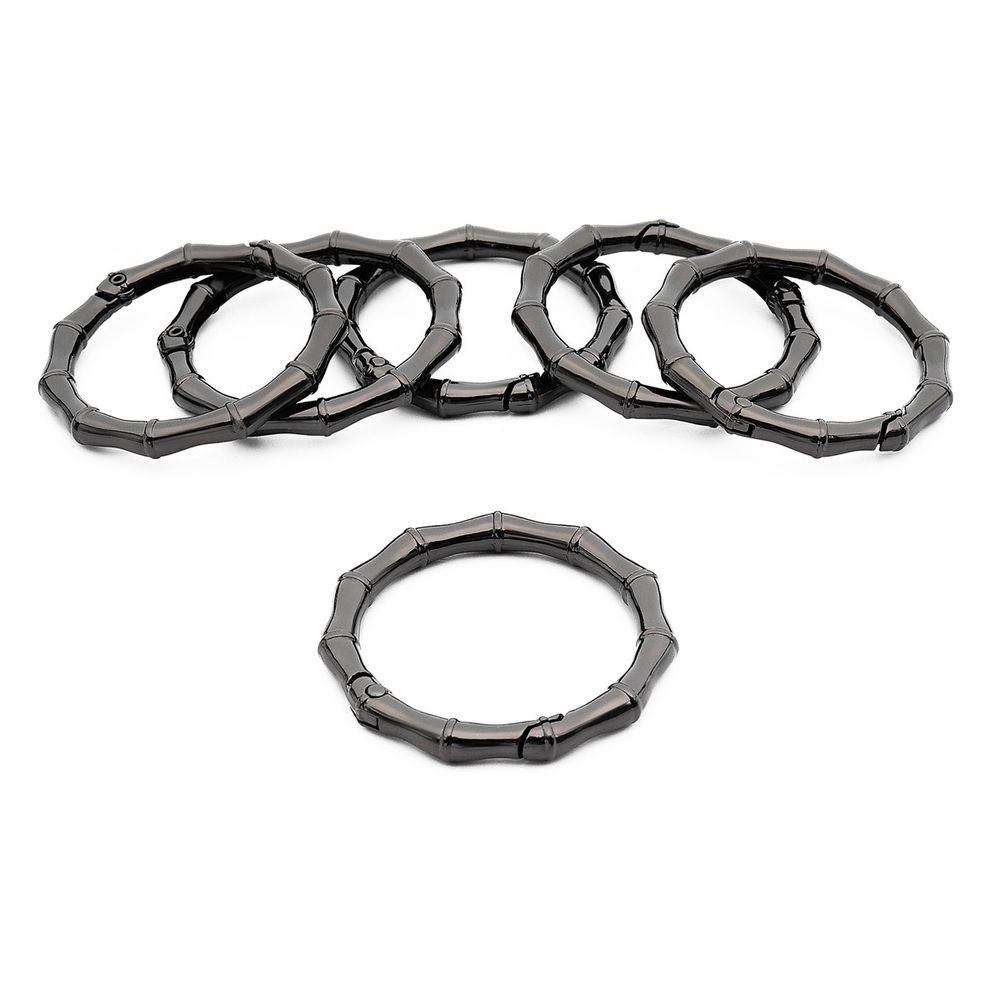 Карабин металл кольцо ⌀38 мм, декоративный, олово (черный никель), MB_2231, 6 шт