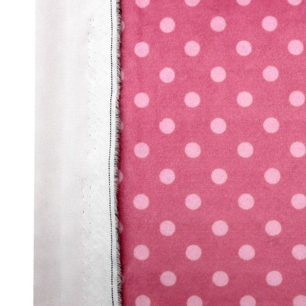 Мех коротковорсовый 3мм с принтом горох, 47*47см (±2см), 100% п/э (розовый/светло-розовый) 29495