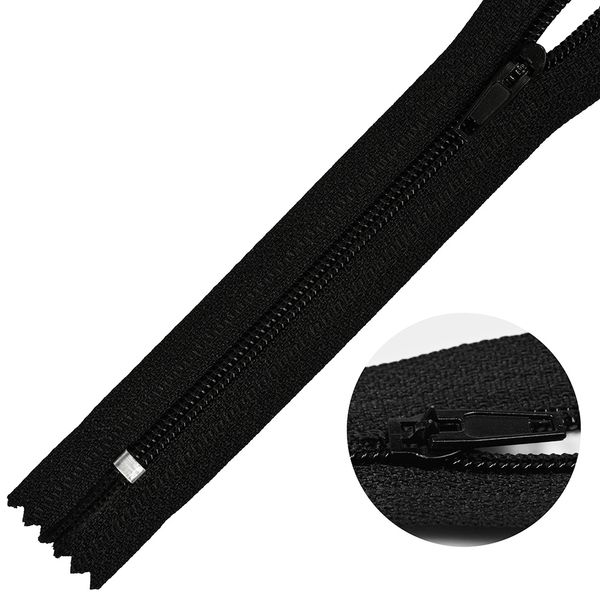 Молния спираль (витая) брючная Т4 (4 мм) 1 зам., н/раз., 20 см, F322 черный, 10 шт, Mzip