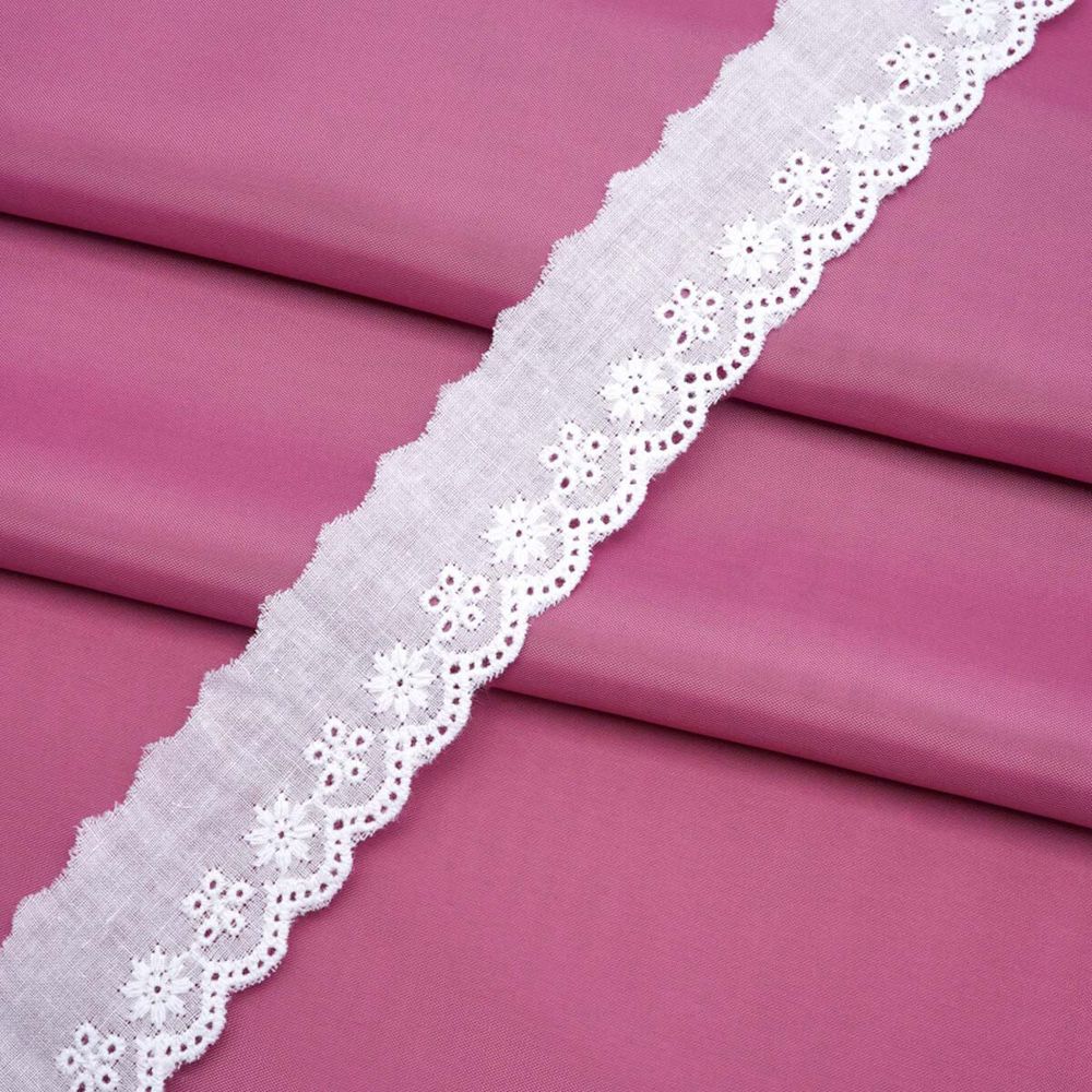 Кружево шитьё х/б 30 мм / 3.4 метра, цвет белоснежный