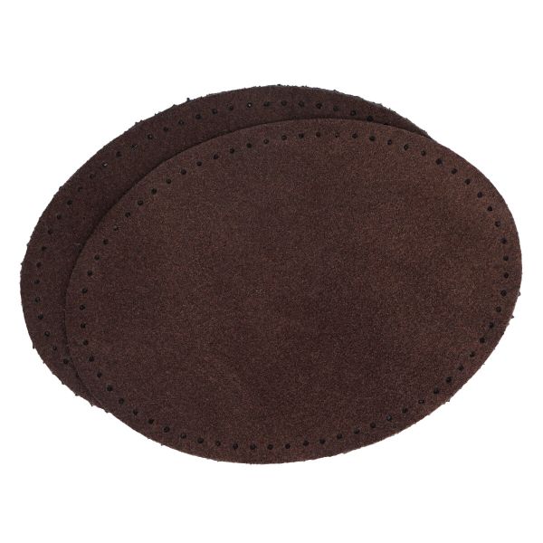 Заплатки пришивные из замши, овал 8х10,9см с перфорацией, 2 шт, 100% кожа, 21 темно-коричневый, 59124