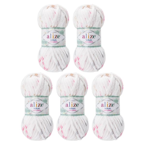 Пряжа Alize (Ализе) Mini Colors серия Бархат (Velluto) / уп.5 мот. по 100 г, 68м, 8110 принт