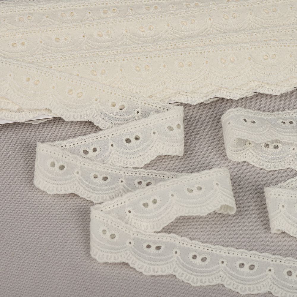 Кружево шитьё хлопок.9772 25 мм, цв.F102 молочный, уп.13.71м, Kruzhevo