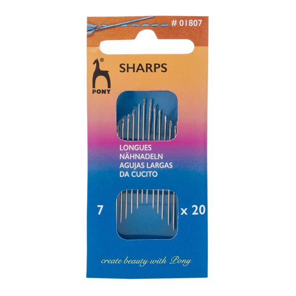 Иглы ручные для шитья Sharps №7 с серебряным ушком, 20 шт, Pony, 01807