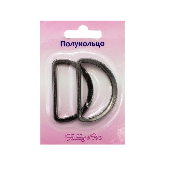Полукольцо литое металл внутр. 40 мм (внешн. 48х30 мм), 2 шт, Hobby&Pro, чер.никель