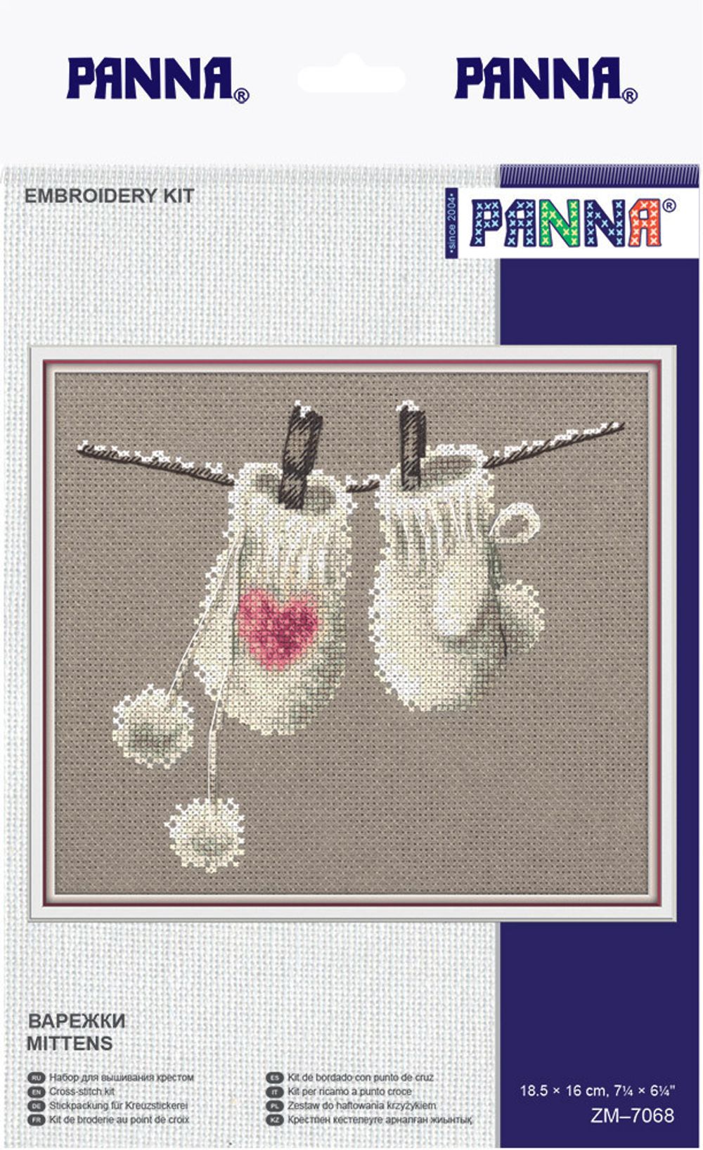 Набор для вышивания нитками Panna, Варежки, 18,5х16 см