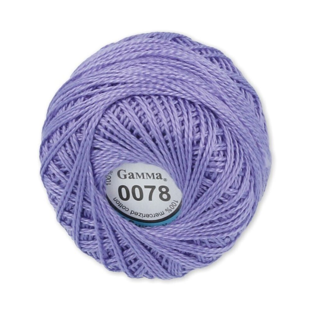 Пряжа нитки Ирис / уп.10 мот. по 10г, 82м, 0078 св.фиолетовый, Gamma