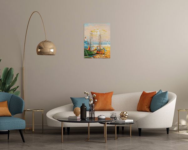 Алмазная (кристальная) мозаика Фрея, на подрамнике Лодки, 30х40 см