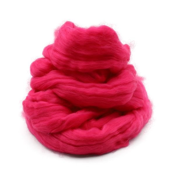 Шерсть для валяния мериносовая тонкая 100%, 100 г, цв.49 фуксия