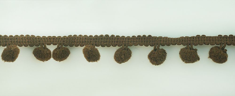 Тесьма с помпонами 1-рядная ⌀09 мм, 20 м, Matsa, коричневый