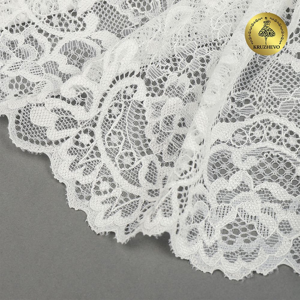 Кружево бельевое эластичное 190 мм / 3 м, 6378, цв.004 белый, Kruzhevo