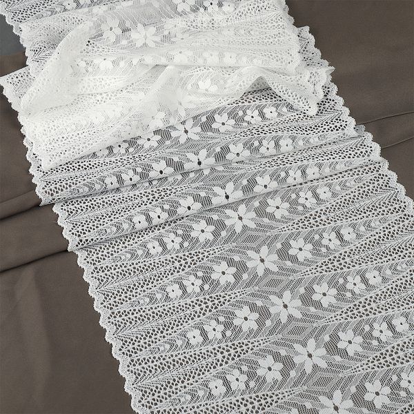 Кружево бельевое эластичное 220 мм / 18 м, 1909, цв.004 белый, Kruzhevo