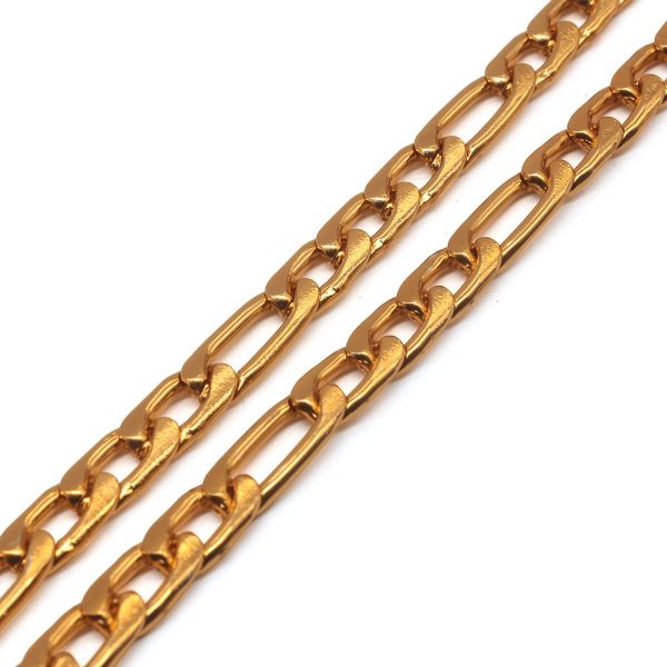 Цепь алюминиевая 13,7 мм, 5,7 мм + 9,1 мм, 5,7 мм, боб(10 м) (золото) K16339