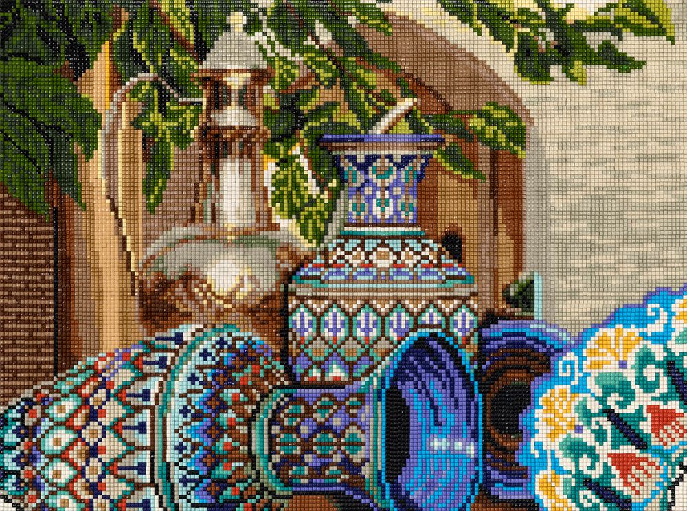 Алмазная (кристальная) мозаика Фрея ALPD-230, на подрамнике Восточная посуда, 40х30 см
