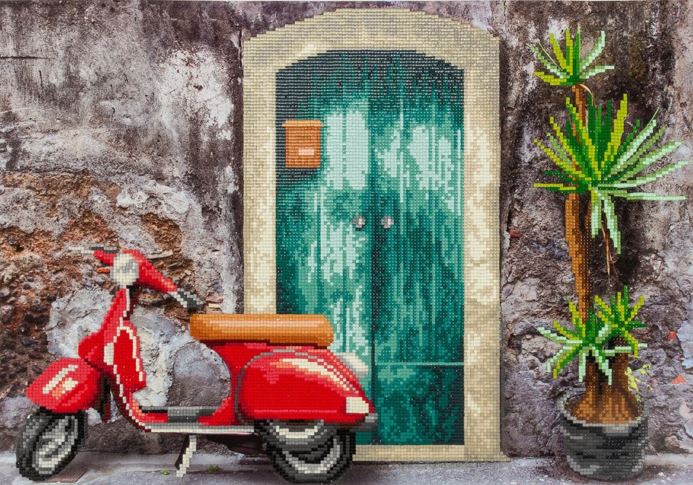 Алмазная (кристальная) мозаика Фрея, Мопед, 50х35 см