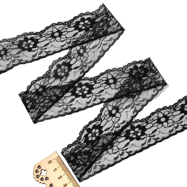 Кружево на сетке 35 мм, 25 м 0623-1023, черный