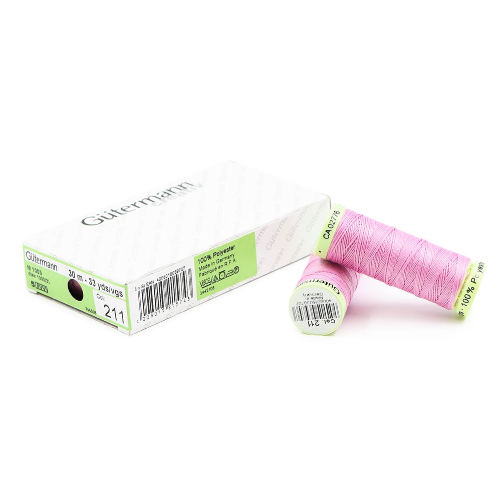 Нитки отделочные Gutermann Top Stitch, 30м, 211 нежно сиренево-розовый, 5 катушек