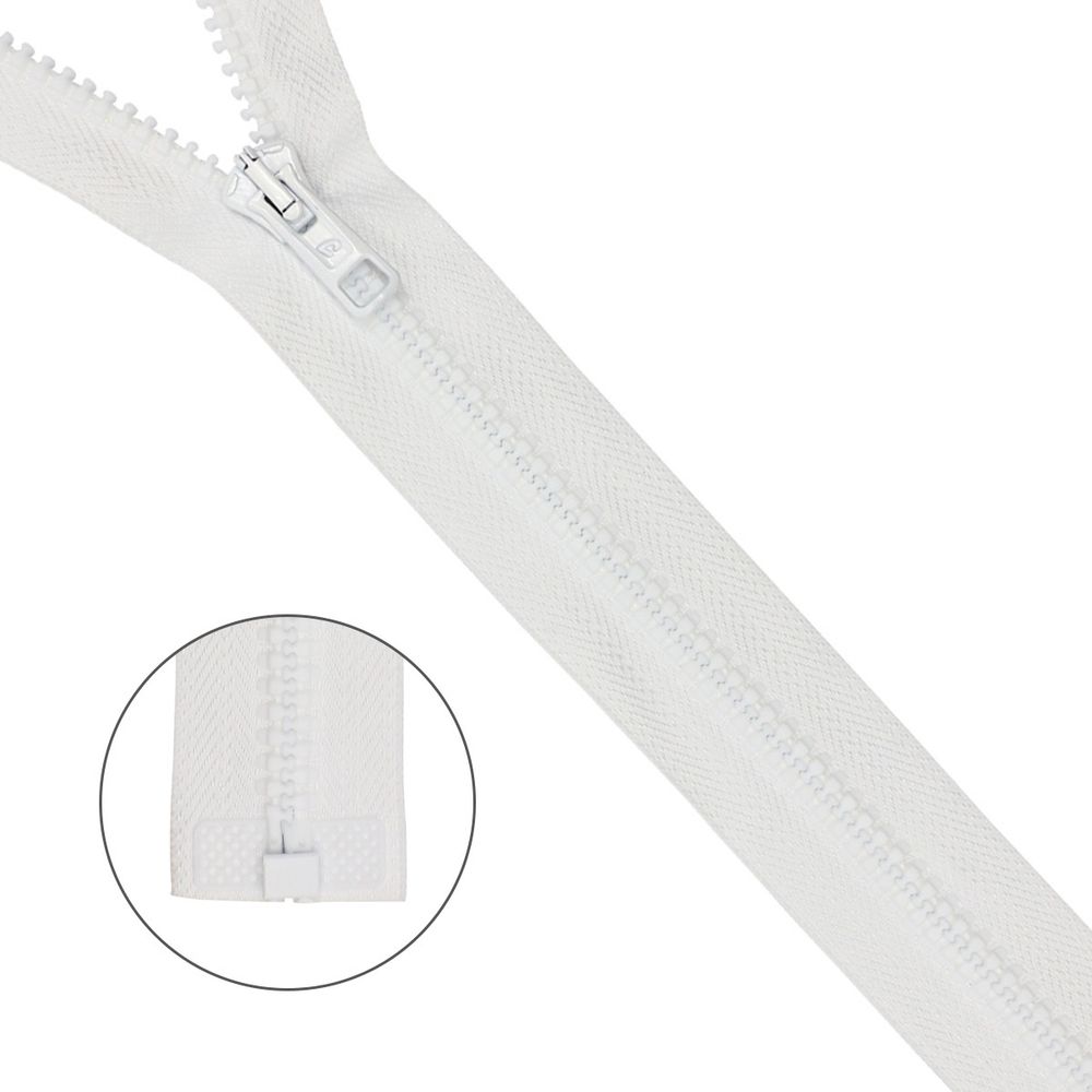 Молния трактор Arta Т6 (6 мм) 1 зам., разъем., 90 см, цв. 001 белый, уп.5 шт